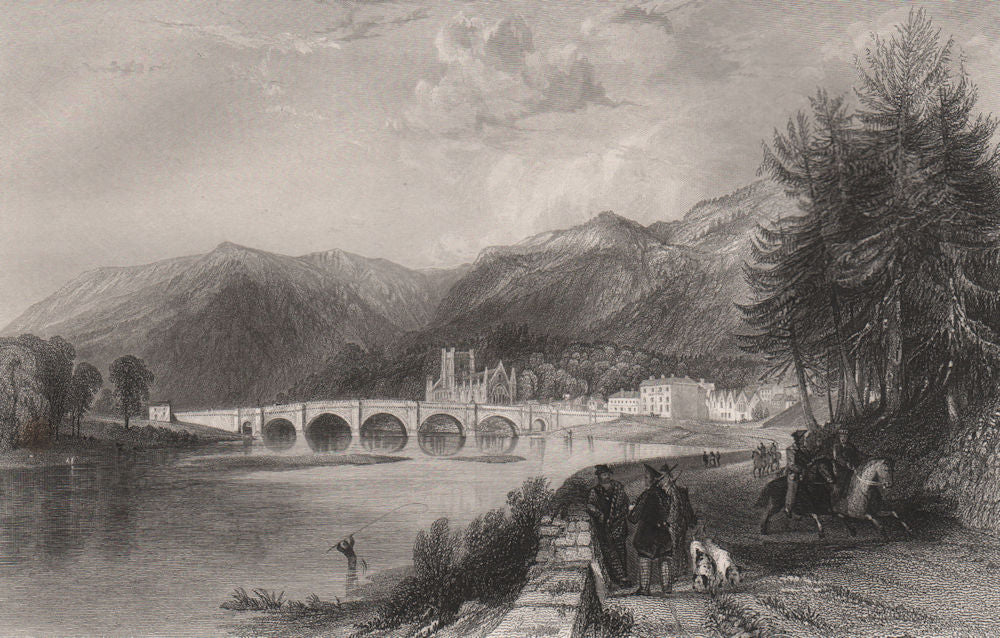 Dunkeld. Perthshire. Scotland. ALLOM c1840 old antique vintage print picture